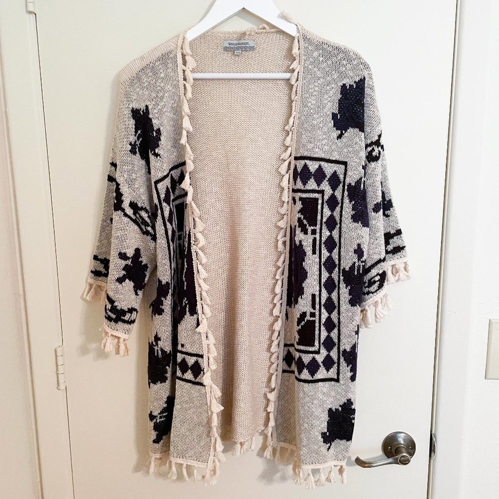 World Market Tassel Boho Cardigan